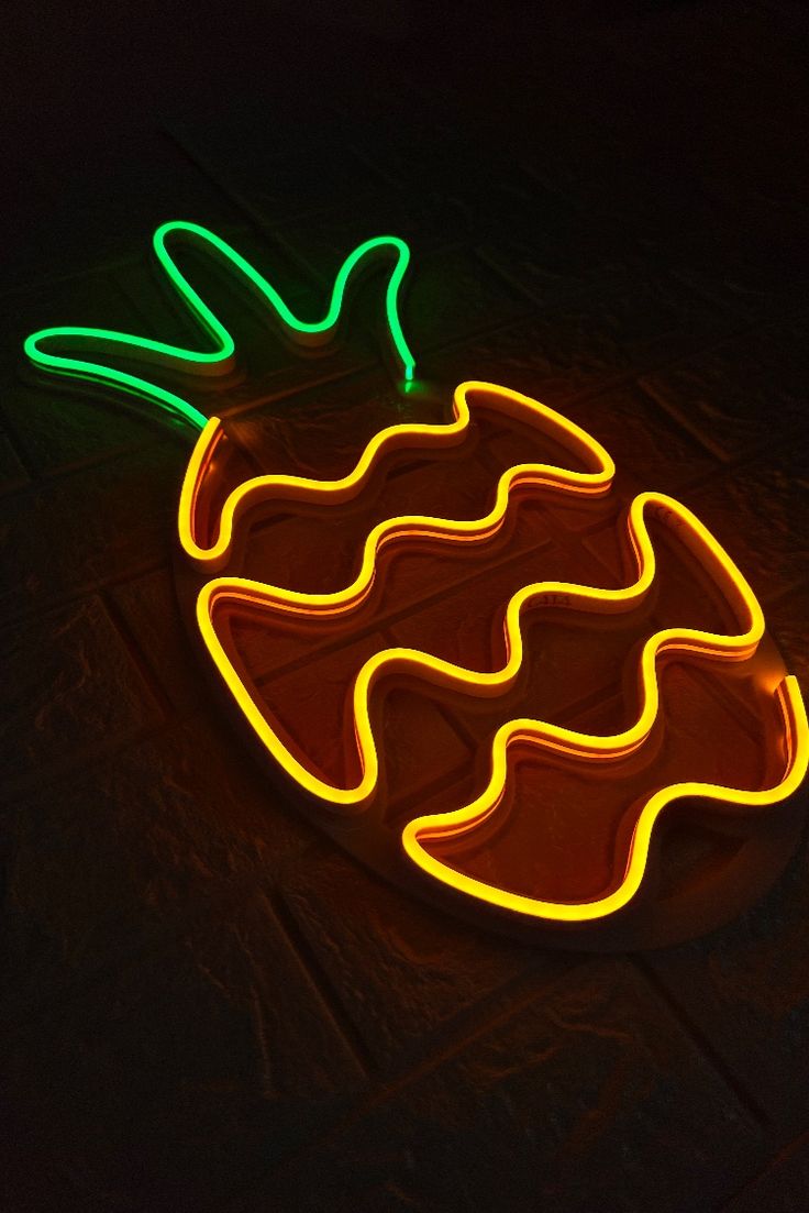 Piña Neón Flex 60x40 CM| Base Acrílico | Entrega Inmediata 🍍